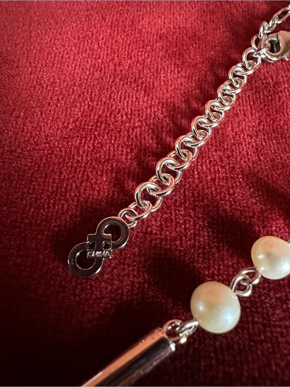Rare Quality Silver Pearl Drop Lariat Necklace and Earrings Set